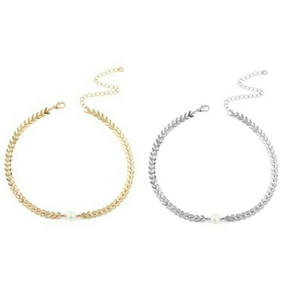 🔥2 FOR $15🔥🌼 Chevron Choker Necklace W/ Pearl🌼 - Picture 2 of 4